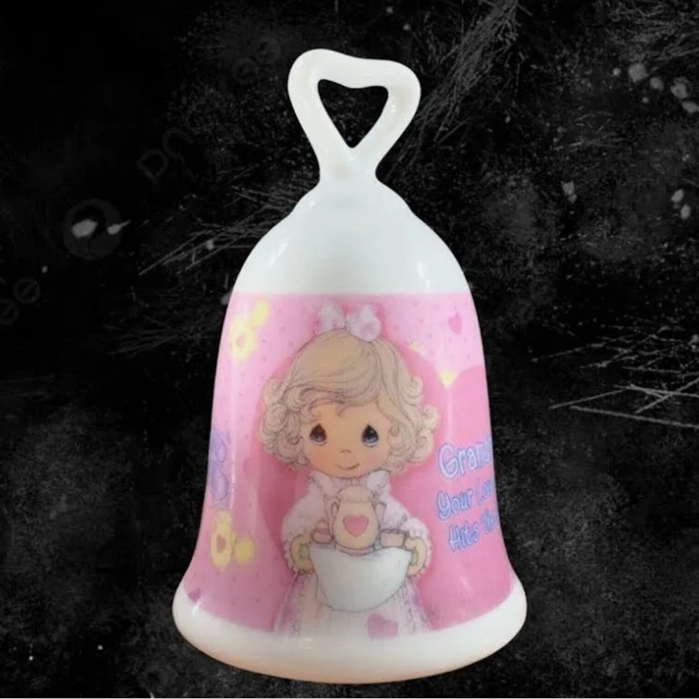 Precious Moments Pink and Cream Ceramic Bell